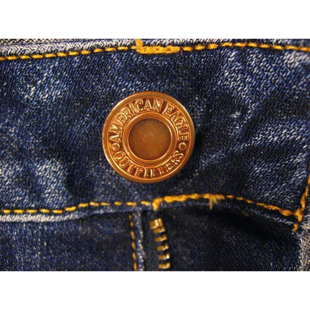 American Eagle Womens CUTOFF JEAN SHORTS Low Rise 2 Blue Slouchy - Picture 5 of 8